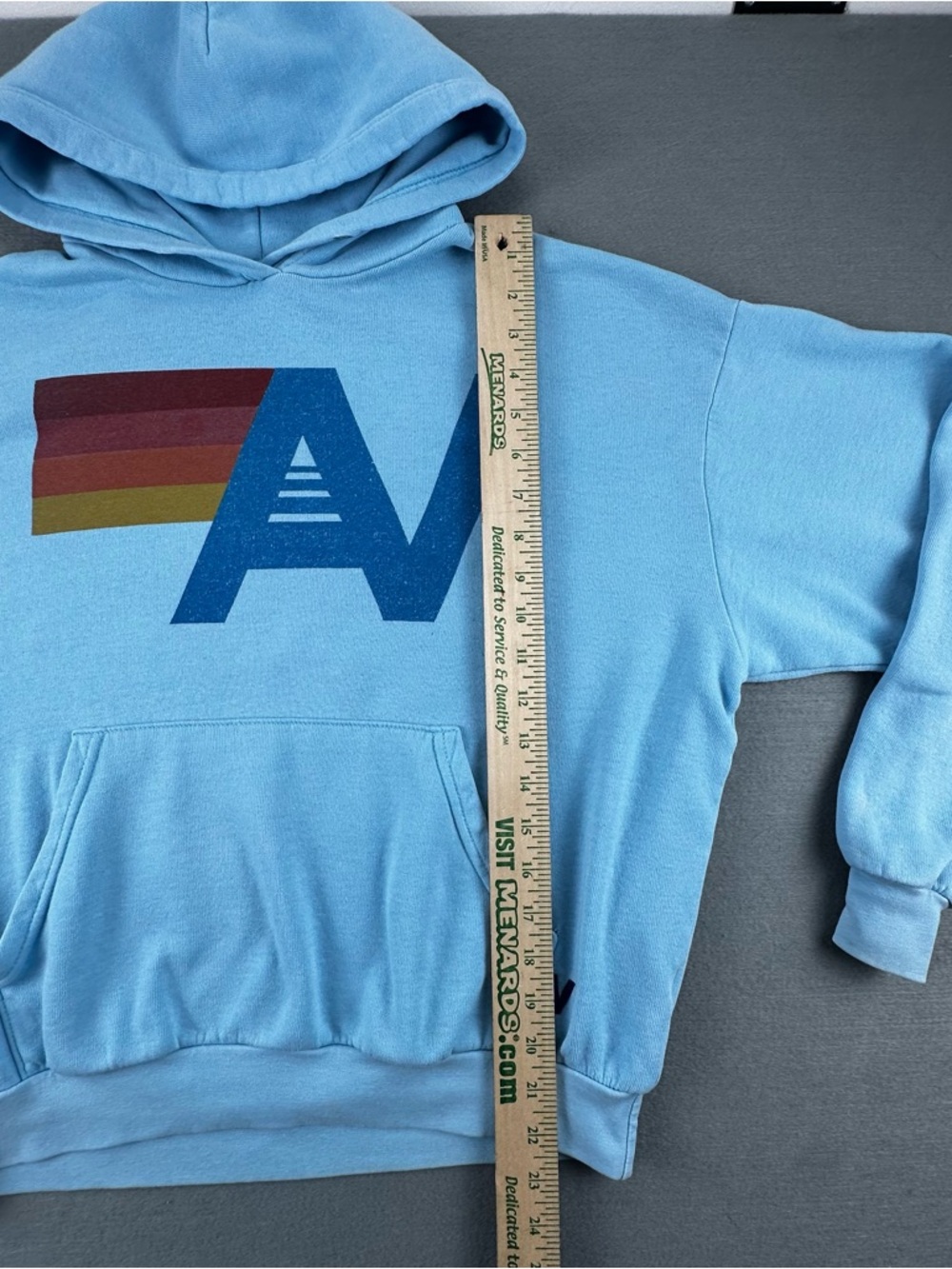 Aviator Nation Logo Pullover Relaxed Hoodie Size XS Ocean Blue Tri-Blend - Picture 3 of 7